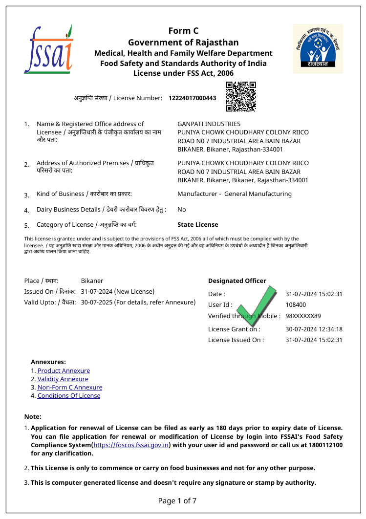 FSSAI Certificate